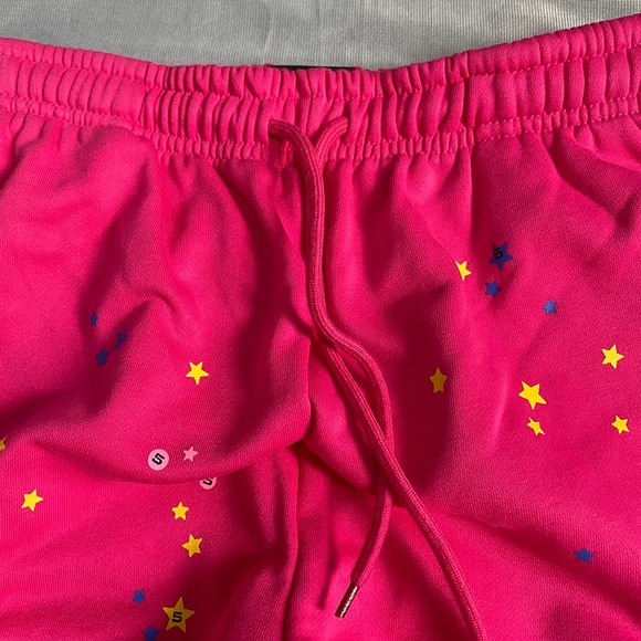 Sp5der Unisex Pink Cotton Stretch Track Pants - Picture 5 of 6